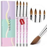 💅 saviland acrylic nail brush set - 4pcs professional acrylic brush set for acrylic powder application & 3d nail carving, nail art brushes with liquid glitter handle sizes 4, 6, 10, 14 logo