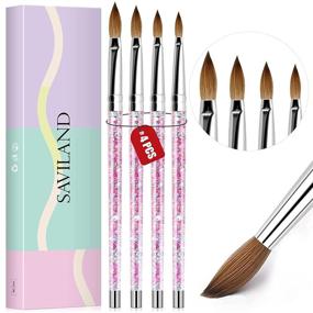 img 4 attached to 💅 Saviland Acrylic Nail Brush Set - 4pcs Professional Acrylic Brush Set for Acrylic Powder Application & 3D Nail Carving, Nail Art Brushes with Liquid Glitter Handle Sizes 4, 6, 10, 14