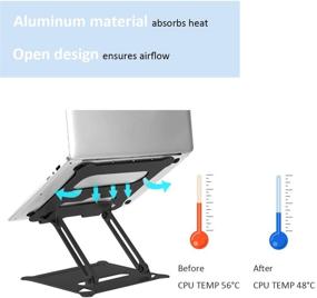 img 1 attached to Подставка для ноутбука ARELUX - эргономическая регулируемая портативная алюминиевая подставка с системой теплоотвода для MacBook Air/Pro, Lenovo, HP, Dell и всех ноутбуков.