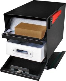 img 2 attached to 📬Черный запирающий почтовый ящик с номерами дома - Mail Boss 7500 Pro на проходимом месте: включает в себя монтажную пластину и выдвижной лоток для почты
