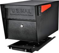 📬черный запирающий почтовый ящик с номерами дома - mail boss 7500 pro на проходимом месте: включает в себя монтажную пластину и выдвижной лоток для почты логотип