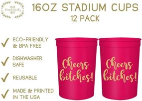 img 1 attached to 🥂 Cheers Bitches! Party Cups, 16oz - Set of 12: Perfect for Birthdays, Bachelorettes, and Any Occasion (Pink)!