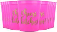 🥂 cheers bitches! party cups, 16oz - set of 12: perfect for birthdays, bachelorettes, and any occasion (pink)! logo