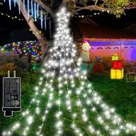 🌟 enhance your outdoor christmas décor with 344 led star lights: waterproof, 8 modes, cool white, and plug-in for home xmas tree, wedding party, yard, porch holiday decoration - a perfect gift! logo