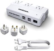 🔌 krieger universal travel adapter with step down transformer - 200w, 4 usb ports, 6a total charging, 3 ac sockets, uk/au/us/ worldwide plug adaptor logo