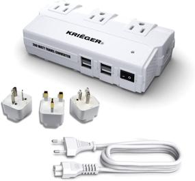 img 4 attached to 🔌 Krieger Universal Travel Adapter with Step Down Transformer - 200W, 4 USB Ports, 6A Total Charging, 3 AC Sockets, UK/AU/US/ Worldwide Plug Adaptor