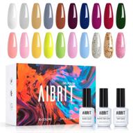 💅 aibrit gel nail polish set - 20 colors with 3pcs long-lasting base coat, no wipe glossy & matte top coat - soak-off uv led nail polish set for all-season manicure salon nail art - 0.28fl oz, white grey blue yellow green glitter gel polish logo