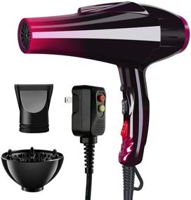 img 4 attached to 💨 Ultimate Pro Hair Dryer: Blue Light Far Infrared Negative Ionic 3500W Blow Dryer. Fast Drying, Heat Hairdryer for Powerful Home Salon Styling, with Attachments