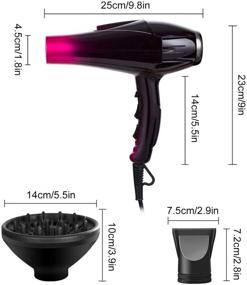 img 2 attached to 💨 Ultimate Pro Hair Dryer: Blue Light Far Infrared Negative Ionic 3500W Blow Dryer. Fast Drying, Heat Hairdryer for Powerful Home Salon Styling, with Attachments