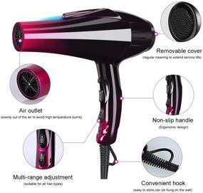 img 3 attached to 💨 Ultimate Pro Hair Dryer: Blue Light Far Infrared Negative Ionic 3500W Blow Dryer. Fast Drying, Heat Hairdryer for Powerful Home Salon Styling, with Attachments