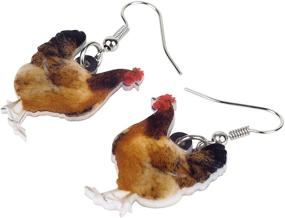 img 1 attached to 🐔 DOWAY Acrylic Charm Cute Chicken Hen Rooster Earrings: Funny Party Jewelry for Women and Girls - Unique Gift Idea