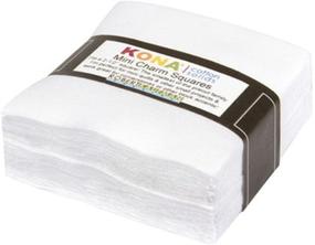 img 1 attached to Набор мини-чармов Kona Solids белого цвета - 84 штуки, 100% хлопок, квадраты ткани 2,5 дюйма, предварительно нарезанные для пэчворка