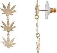 🌿 lux accessories gold tone cannabis symbol hippie tiered drop earrings logo