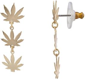 img 2 attached to 🌿 LUX ACCESSORIES Gold Tone Cannabis Symbol Hippie Tiered Drop Earrings