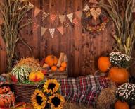 🍁 duluda 10x8ft fall thanksgiving photography backdrop: rustic wooden floor barn harvest background with autumn pumpkins, maple leaves, and sunflower. ideal for baby portraits, party decorations, photo studio set props (hw45e) logo