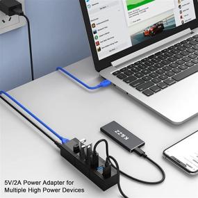 img 3 attached to 🔌 K&ZZ USB 3.0 Hub 6 Port 10W Data Hub Powered USB Hub USB Port Expander USB Splitter for Laptop PC Mobile HDD USB Flash Drive Black: Ultimate Connectivity Solution