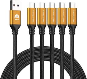 img 4 attached to 🔌 5 Pack of 12-inch Short USB Type-C Cables for Fast Charging (3A) - Quick Charger Braided Type C to Type A Cord for Samsung Galaxy S10/S20/S9/S8 Plus, Note 10/9/8, LG V50/V40/G8/G7 (1ft, Gold)