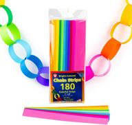 🔖 mighty bright paper chain strips: 180 assorted color strips - 1x8 inches logo