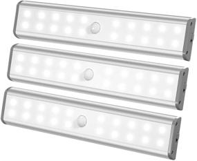 img 4 attached to Convenient and Illuminating LED Closet Lights: Rechargeable Battery-Operated, 20 LEDs, Magnetic 🔦 Bar, Motion Sensor - Perfect for Kitchen, Stair, Laundry, Counter - 3 Packs