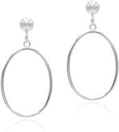 💎 sterling silver open oval drop dangle hoop earrings with 5mm bead post, ideal for women and girls - sea of ice collection logo