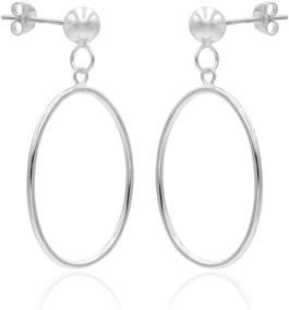 img 3 attached to 💎 Sterling Silver Open Oval Drop Dangle Hoop Earrings with 5mm Bead Post, Ideal for Women and Girls - Sea of Ice Collection