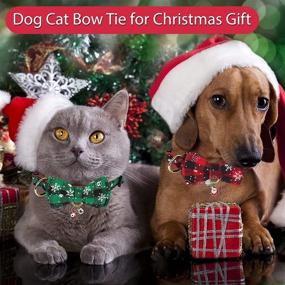 img 1 attached to 🎅 Joysy Christmas Dog Collar with Adjustable Bowtie, Plaid Pattern, Soft Cotton and Leather, Festive Father Christmas and Christmas Elk Accessories, Ideal Gift for Cats and Dogs in 2022