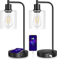 💡 enhance your workspace with the convenient set of 2 wireless charging industrial table lamps - modern 3-way touch control, dimmable, and usb port included! логотип