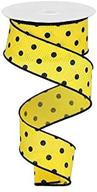 🎀 vibrant yellow wired ribbon with black polka dots - perfect for wreaths, gift wrapping, and crafting! logo