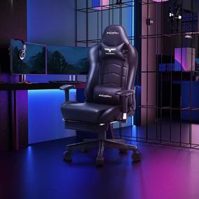 img 3 attached to 🎮 Ficmax Gaming Chair: Ergonomic PU Leather Computer Chair with Footrest, Massage Lumbar Support, and Racing Style for E-Sport Gamers (Black)