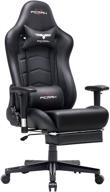 🎮 ficmax gaming chair: ergonomic pu leather computer chair with footrest, massage lumbar support, and racing style for e-sport gamers (black) логотип