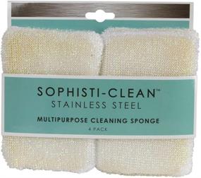 img 2 attached to 🧽 Sophisti-Clean Stainless Steel Multipurpose Cleaning Sponges: Dual-Sided White Sponges, Pack of 4 - Achieve an Immaculate Shine!