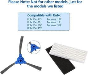 img 2 attached to 🧹 isinlive Replacement Parts Pack for eufy RoboVac 11S, 30, 30C, 15C, 12, 35C, 15T - 19 Pack (Filters, Side Brushes, Rolling Brush)