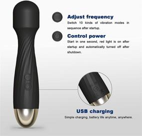 img 3 attached to 🔌 Powerful Cordless Electric Handheld Wand Massager for Muscle Pain Relief - USB Rechargeable & Waterproof (Black)