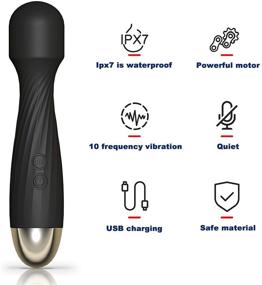 img 1 attached to 🔌 Powerful Cordless Electric Handheld Wand Massager for Muscle Pain Relief - USB Rechargeable & Waterproof (Black)