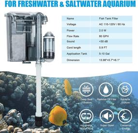 img 2 attached to 🐠 AQQA Hang On Filter with Activated Carbon, Biochemical Cotton, and Adjustable Water Flow - Submersible 3 in 1 Filter Media for Aquarium