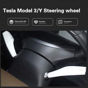 img 3 attached to Повысьте уровень своего Tesla Model 3 Model Y с чехлом для рулевой рейки из карбонового волокна от Junejour: стильный и защитный аксессуар