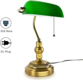 img 3 attached to 💼 Vintage Handmade Brass Bankers Lamp with Emerald Green Glass Shade - Ideal Antique Desk Light for Office, Library, Study Room (No Bulbs Included)