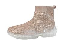 lucky step women sequin bling diamond sneakers: sparkle in rhinestone knit socks for lightweight & breathable casual walking logo