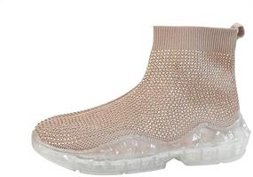 img 4 attached to LUCKY STEP Women Sequin Bling Diamond Sneakers: Sparkle in Rhinestone Knit Socks for Lightweight & Breathable Casual Walking