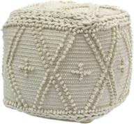 🪑 christopher knight home truda cube pouf in boho style, white wool and cotton blend logo