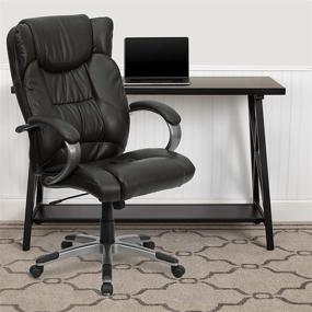 img 4 attached to 🪑 High Back Espresso Brown LeatherSoft Executive Swivel Office Chair - Flash Furniture Product with Titanium Nylon Base and Loop Arms