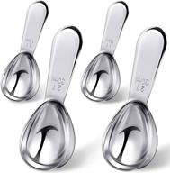 stainless steel coffee scoops: measuring spoons for coffee, tea, sugar, flour, salt & spice - 1t and 2t (pack of 4) logo