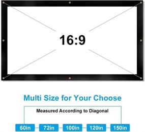 img 3 attached to Экран для проектора Zerone 16:9 HD с функцией складывания, против морщин, портативный, для домашнего кинотеатра на открытом и закрытом воздухе, с двухсторонней проекцией (72 дюйма).