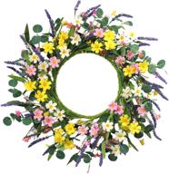 20” daisy and lavender floral wreath: perfect for spring and summer home decor and festivals логотип