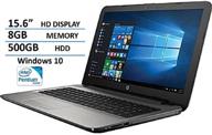 hp 15.6-inch hd laptop - powerful intel pentium quad-core, 8gb ram, 💻 500gb hdd, dvd-rw, extended 8.5-hour battery, wifi, hdmi, webcam, windows 10 - silver logo