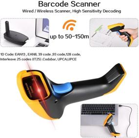 img 2 attached to Trohestar Wireless Barcode Scanner 1D USB Handheld Bar Code Reader Laser Cordless Data Collector Portable Terminal Inventory Scanner (Yellow)