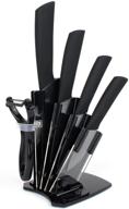 🔪 high-quality ceramic knife set: 6-piece kitchen cutlery set with rust-proof, stain-resistant ceramic blades and holder - black2 logo