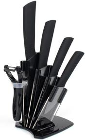 img 4 attached to 🔪 High-Quality Ceramic Knife Set: 6-Piece Kitchen Cutlery Set with Rust-proof, Stain-resistant Ceramic Blades and Holder - Black2