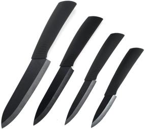 img 2 attached to 🔪 High-Quality Ceramic Knife Set: 6-Piece Kitchen Cutlery Set with Rust-proof, Stain-resistant Ceramic Blades and Holder - Black2