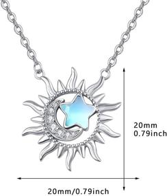 img 2 attached to TRISHULA Moon Star Sun Necklace: Sterling Silver Crescent Moon Pendant with Cubic Zircon Moonstone Twinkling Star, Perfect Birthday Gift for Women & Girls - Includes Gift Box!